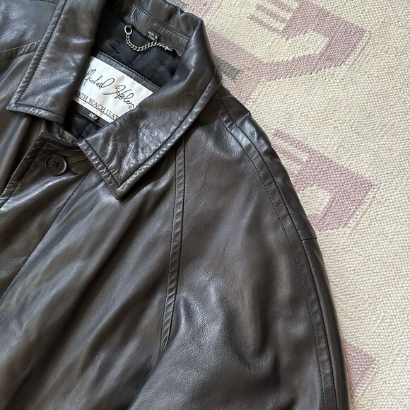 Michael Hoban Men’s XXL NORTH BEACH LEATHER Coat Overcoat Goth Rock 80s - Picture 15 of 16